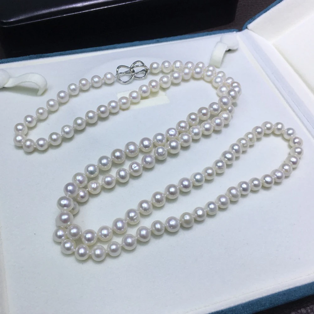 

Ожерелье из натурального белого жемчуга Южных морей длиной 36 дюймов, 7-8 мм, с замысловатой застежкой из серебра 925 пробы