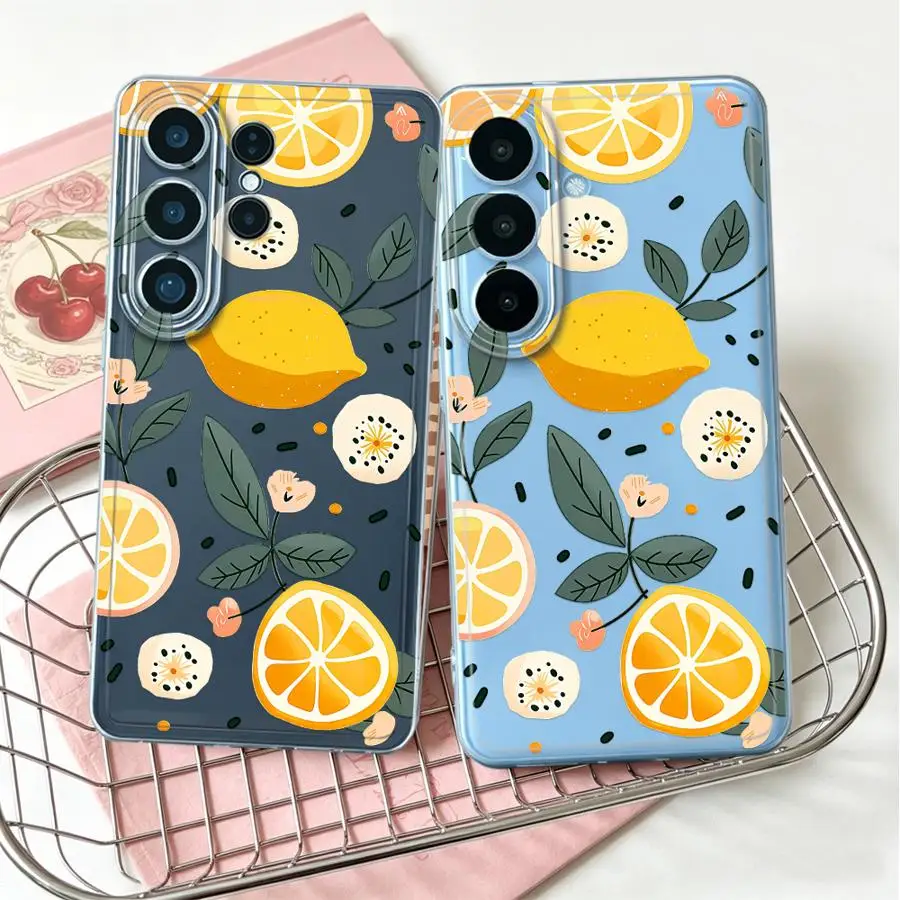Phone Cover Case for Samsung Galaxy S26 Ultra S20 Plus S25 Edge S22 FE S24 S23 Ultra Note 20 Ultra 10 S21 S23Ultra Lemon Leaf