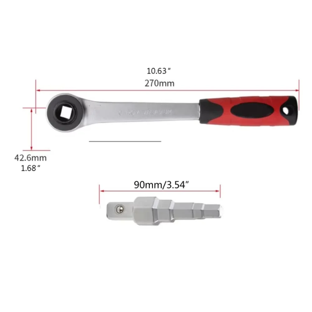 

Adjustable Rotary Ratchet Wrench 360 Degree Handle Compact Tool With 1/2" Adapter For Tight Space Repairs