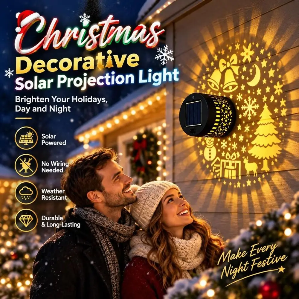 Solar Powered Christmas Decorative Wall Light Patterned Projection Multicolor Solar Projection Light Garden Lighting