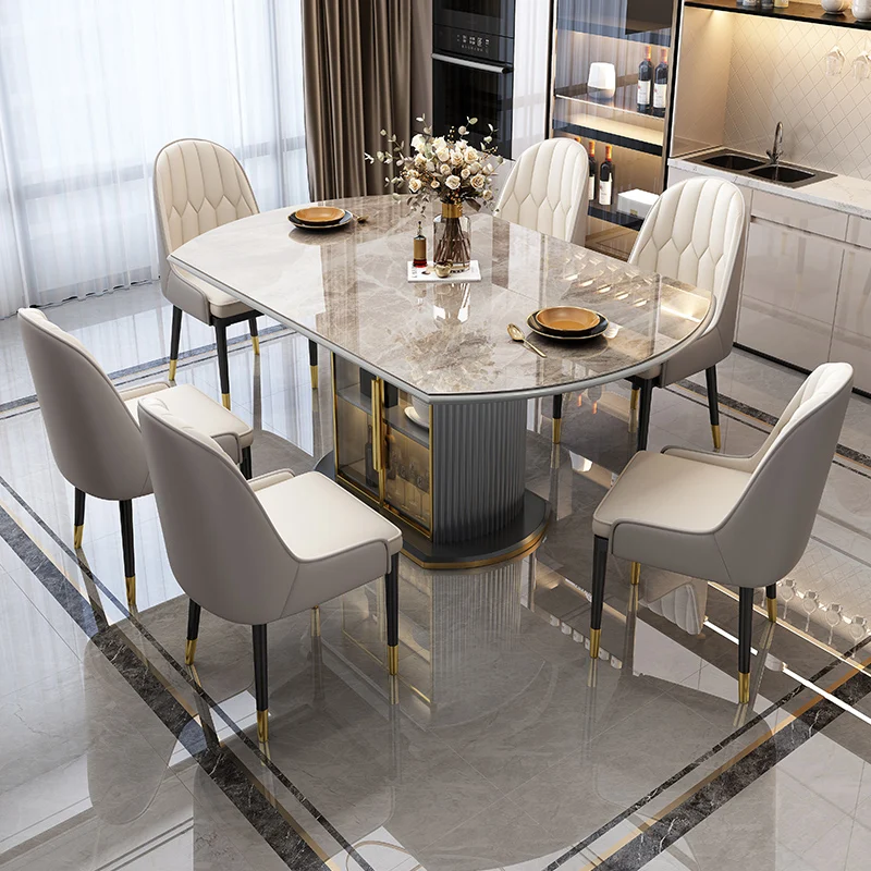 Dining table and chair combination, extendable storage, small apartment, home dual-use square and round round dining table