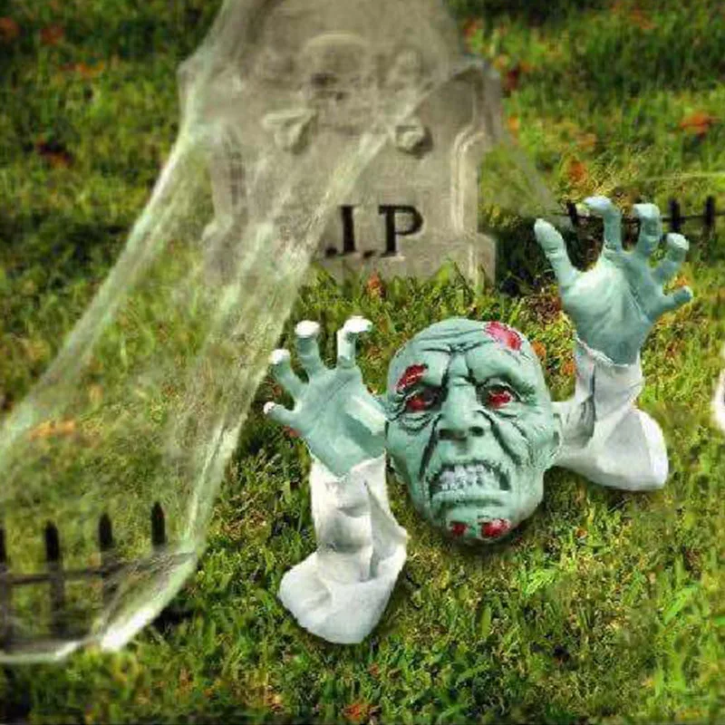 Le Cool Halloween green skull ground set, horror lawn decoration, haunted house and escape room scene setup props