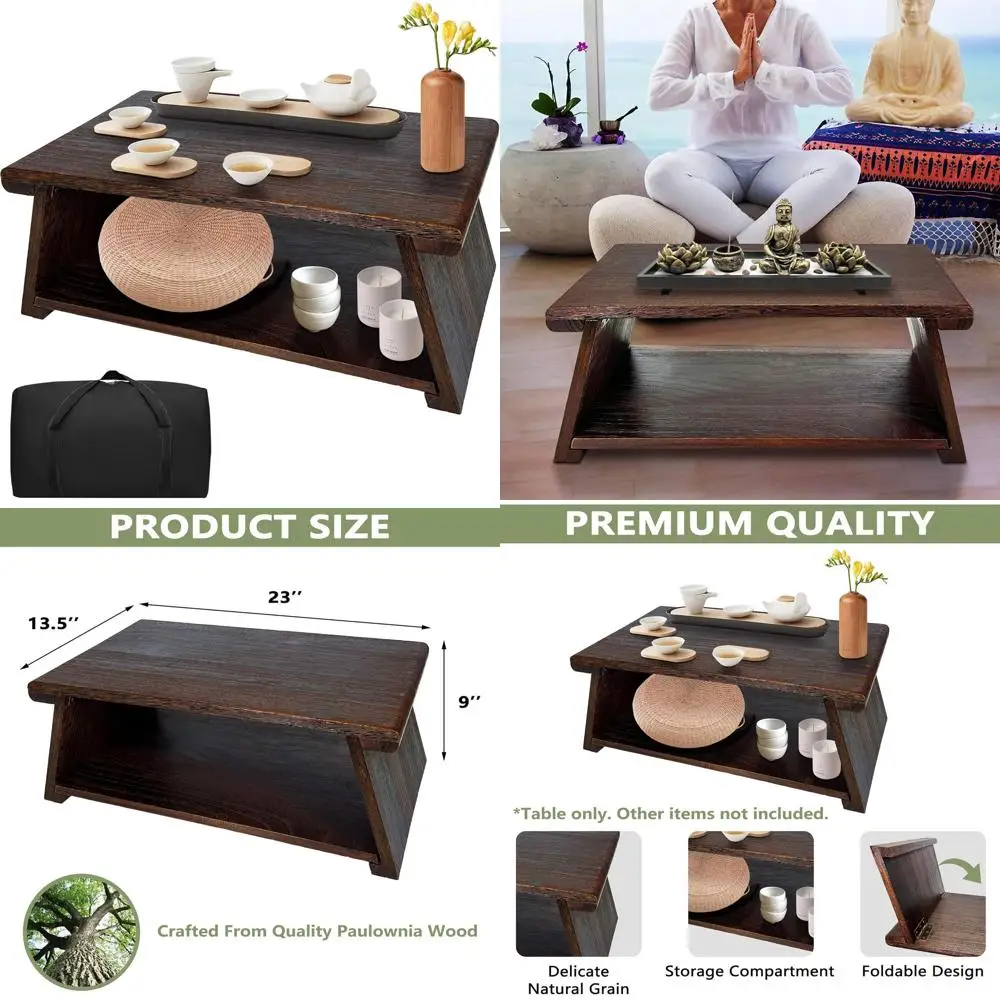 

Folding Low Japanese Paulownia Wood Table, 23x13.5, Storage, Meditation & Altar Use