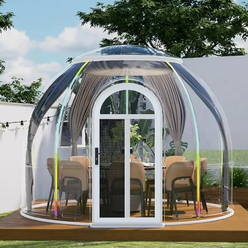 Outdoor Living New Arrival Modern Prefab Bubble House LED Ambient Light Multi-Use Dome Cabin for Hotel & Resort Rental