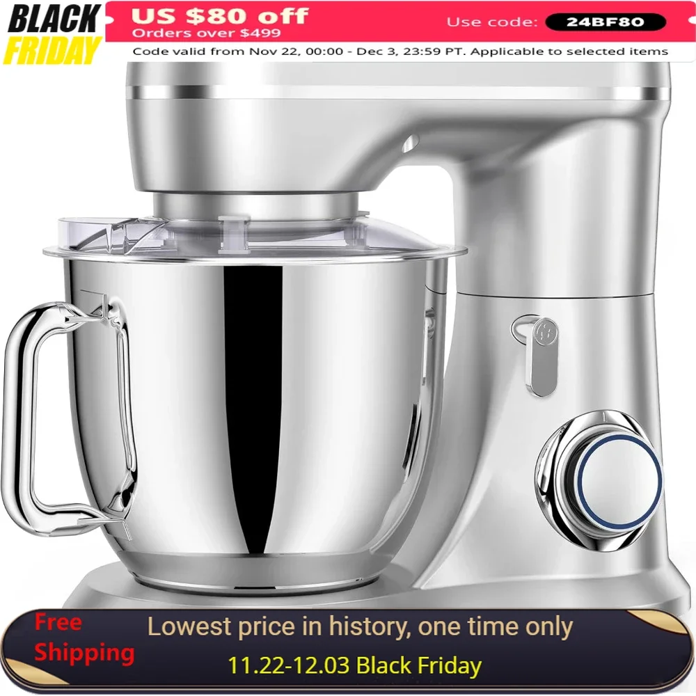 

5QT Food Mixer, 10-Speed Kitchen Electric Mixer, Tilt-Head Food Mixer with Dough Hook & Stainless Steel Bowl, Stand Mixer