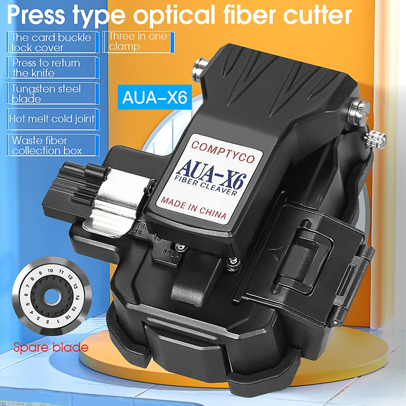 

COMPTYCO AUA-X6 For Cold Joint/Hot Melt Optical Fiber Cleaver Hine With 24 Surface Blade Cutting Tool FTTH