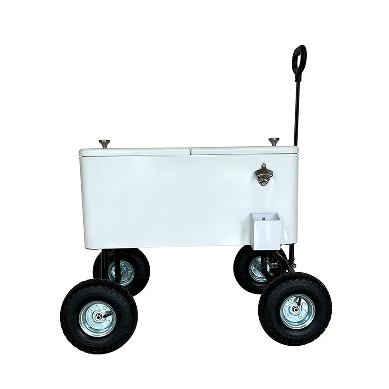 Vintage Metal Wagon Cooler Drinks Cooler Ice Bucket Trolley-style Double-layer Ice Bucket Plastic Beer Cooler Trolley