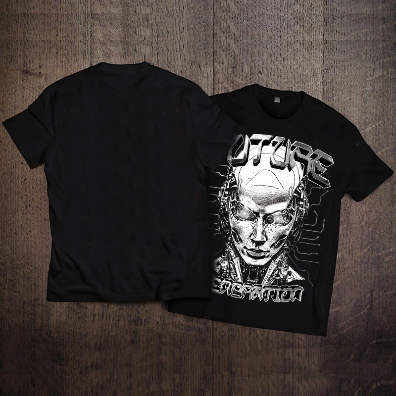 Future Science Fiction T-shirt Short-sleeved Punk Function Design Ins Trendy Brand Loose Casual Bottom Shirt Trendy Men