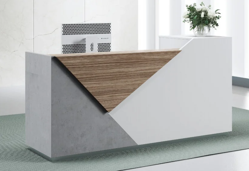 Superior Quality Custom Size Simple Design Hotel Front White Reception Counter Desk