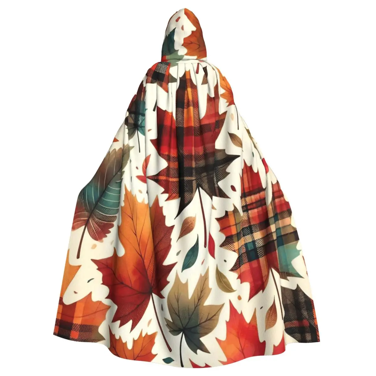Maple Fallen Leaves Long Hooded Cloak for Aldult Autumn Leaf Cosplay Cape