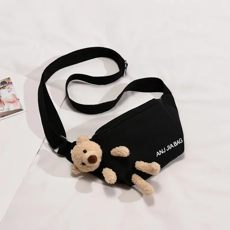 Cute Bear Women's Waist High Quality Canvas Belt Bags Designer Chest  Female Solid Fanny Pack Banana Hip Purse