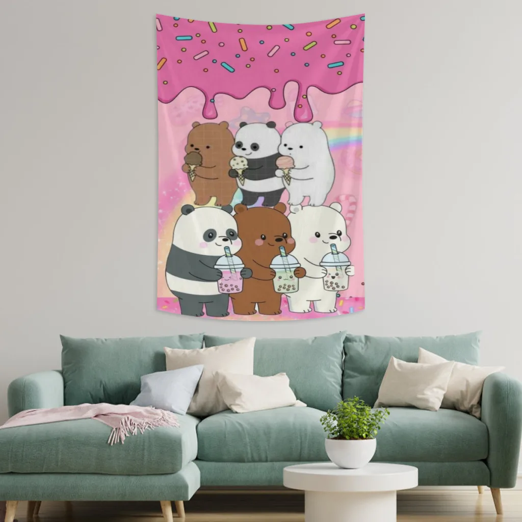 We Bare Bears Tapestry  Room Décor Aesthetic Home Decoration Bedroom Wall Art