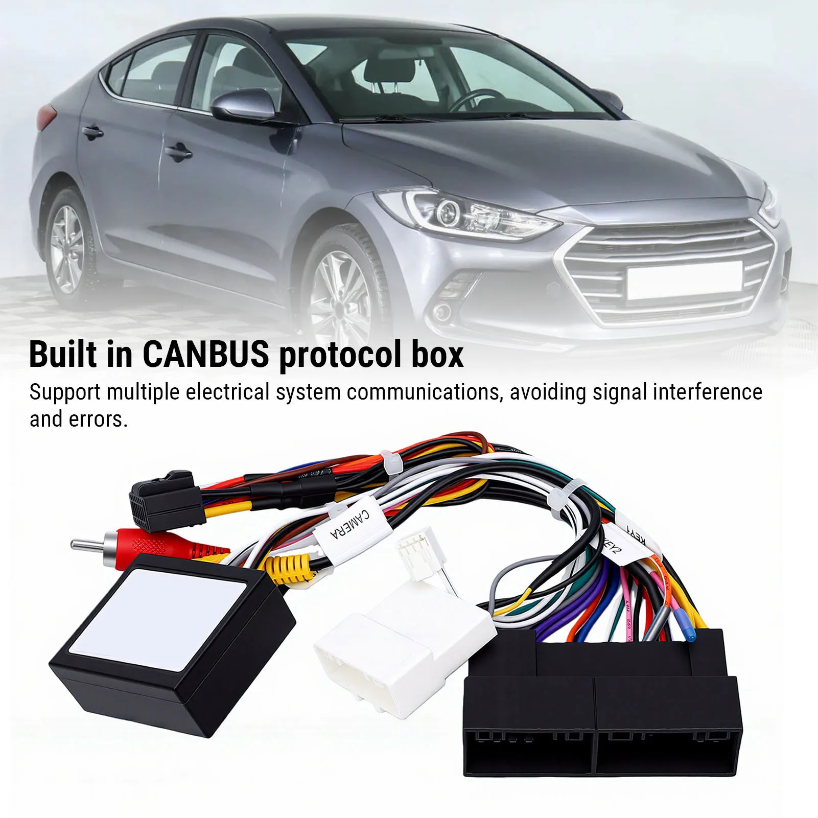 16pin Car Radio Stereo Power Wiring Harness and Canbus Box Replacement for  2016-2018 Car Stereo Harness and Canbus Box