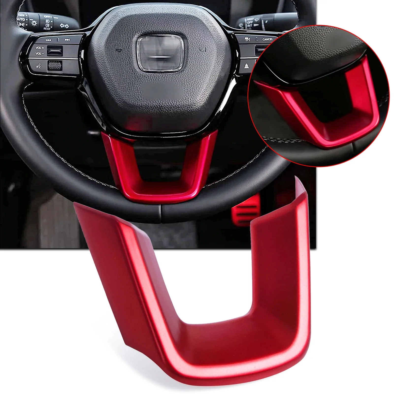 

Спортивная красная внутренняя крышка рулевого колеса, литая отделка, украшение для Honda Civic 11-го поколения 2022-2025 Accord CRV HRV 2023-up