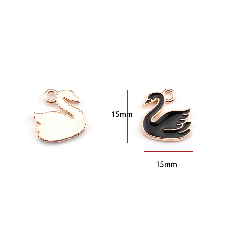 10pcs Swan Birds Animal Metal Enamel Charms Earrings Keychain Accessories Charms for Jewelry Making Supplies Diy Accessories