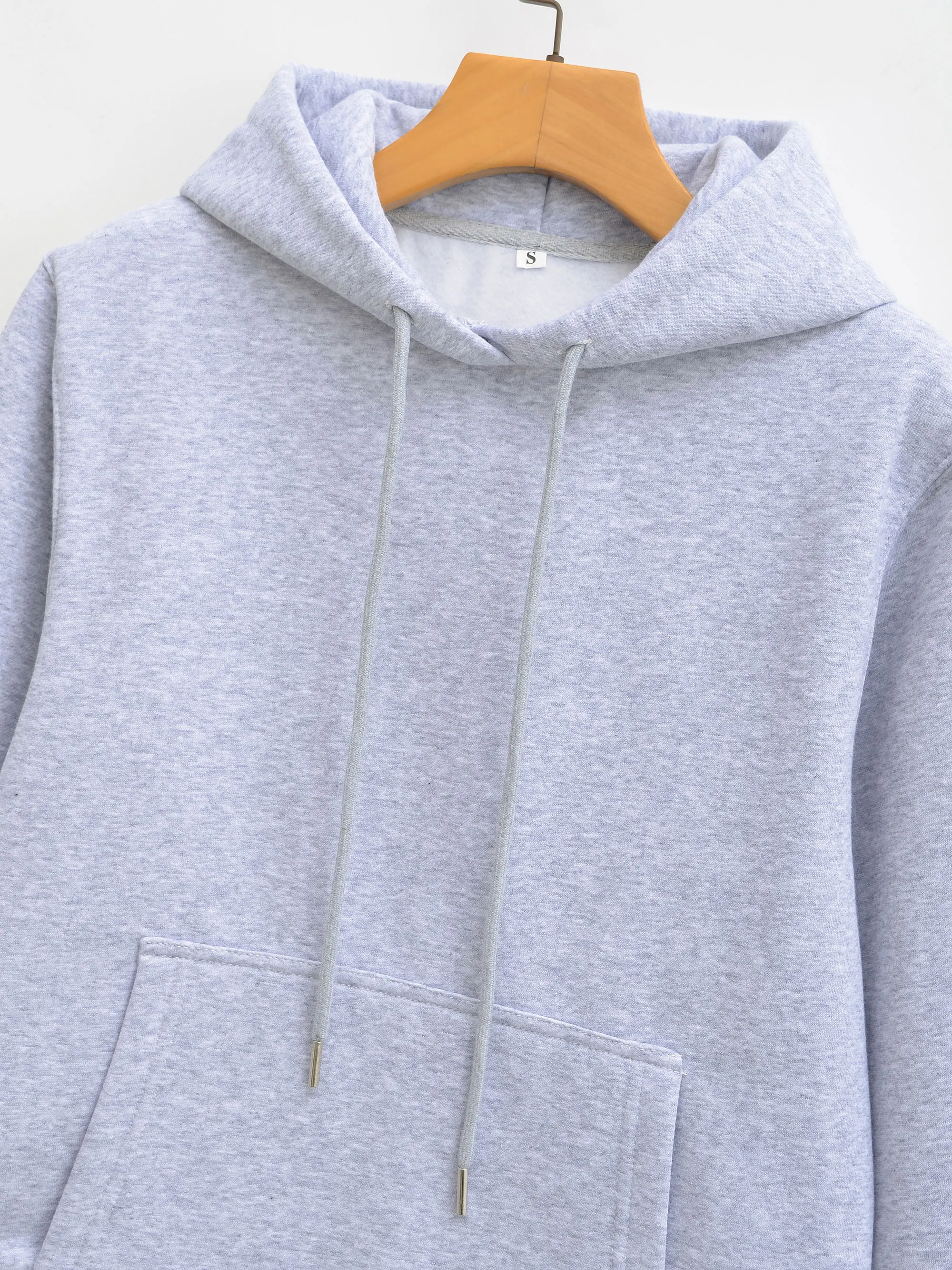 HH Frauen Casual Solide Hoodies Hosen Sets Langarm Pullover Sweatshirts Mantel Kordelzug Breite Bein Hosen Büro Dame Anzüge – Detail 6