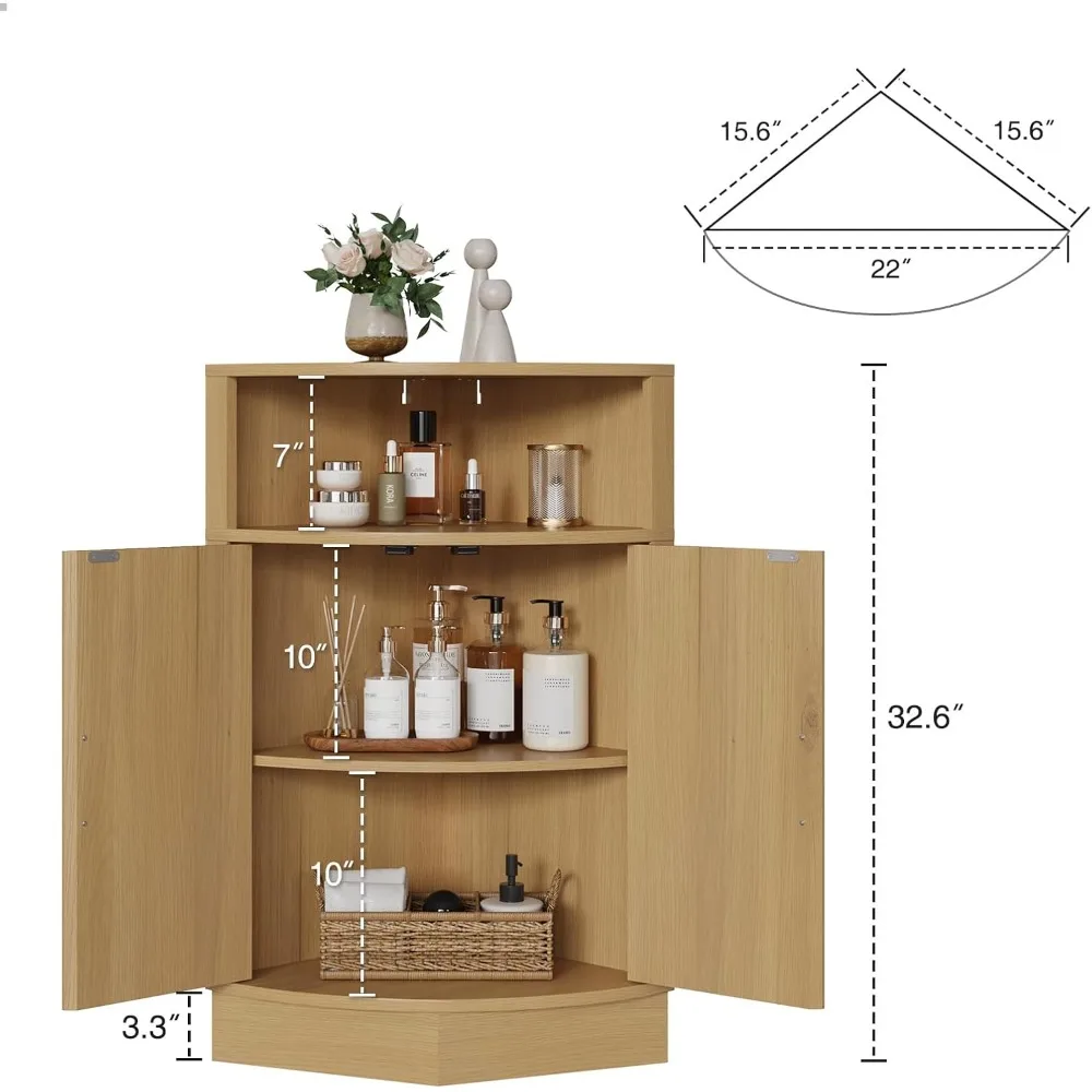 خزانة حمام زاوية، خزانة زاوية صغيرة حديثة مع باب مخدد ورف مفتوح، موفر للمساحة للحمام، غرفة المعيشة، طقم