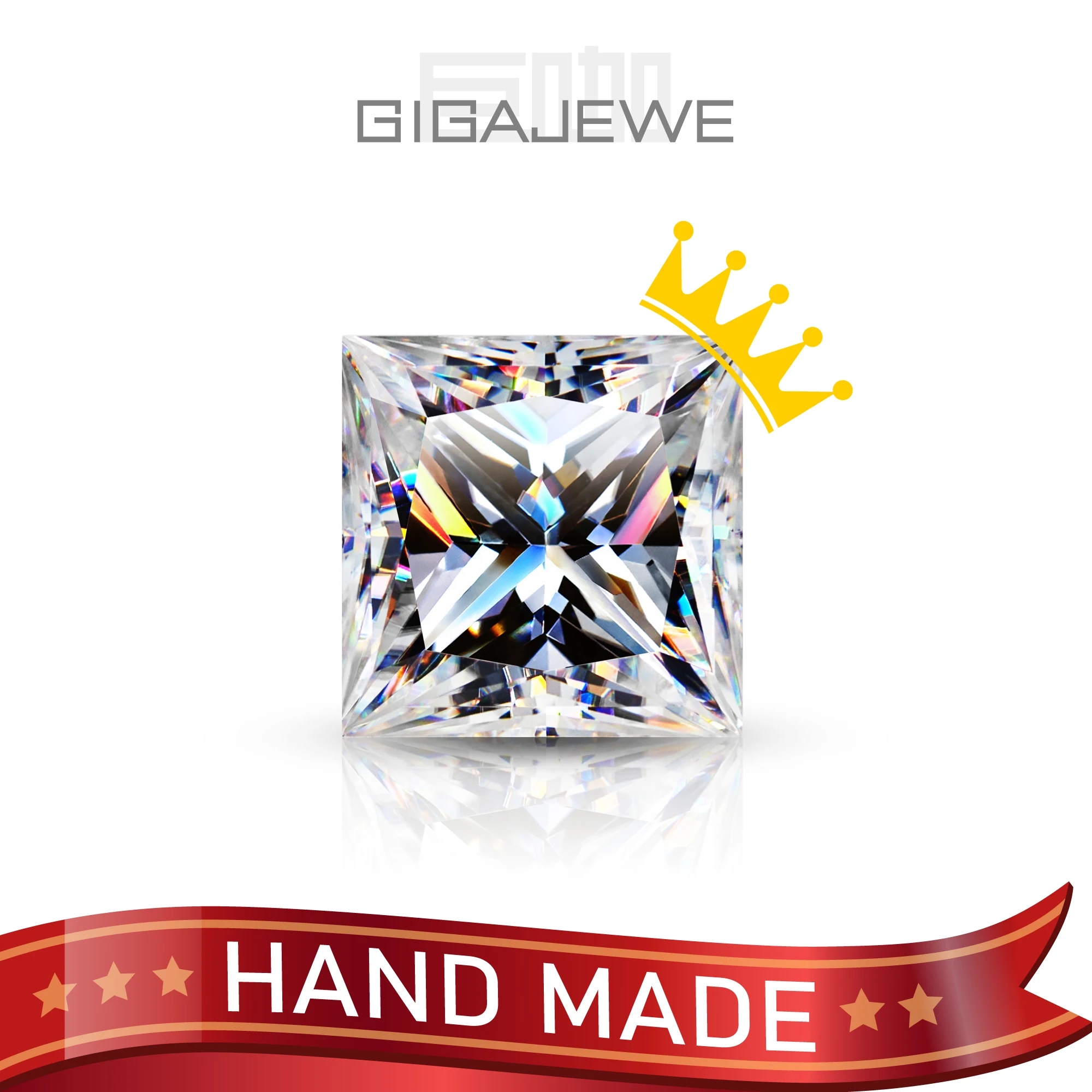 

GIGAJEWE Moissanite Hand Made Princess White TOP D VVS1 Premium Gems Loose Diamond Test Passed Gemstone For DIY Jewelry Making