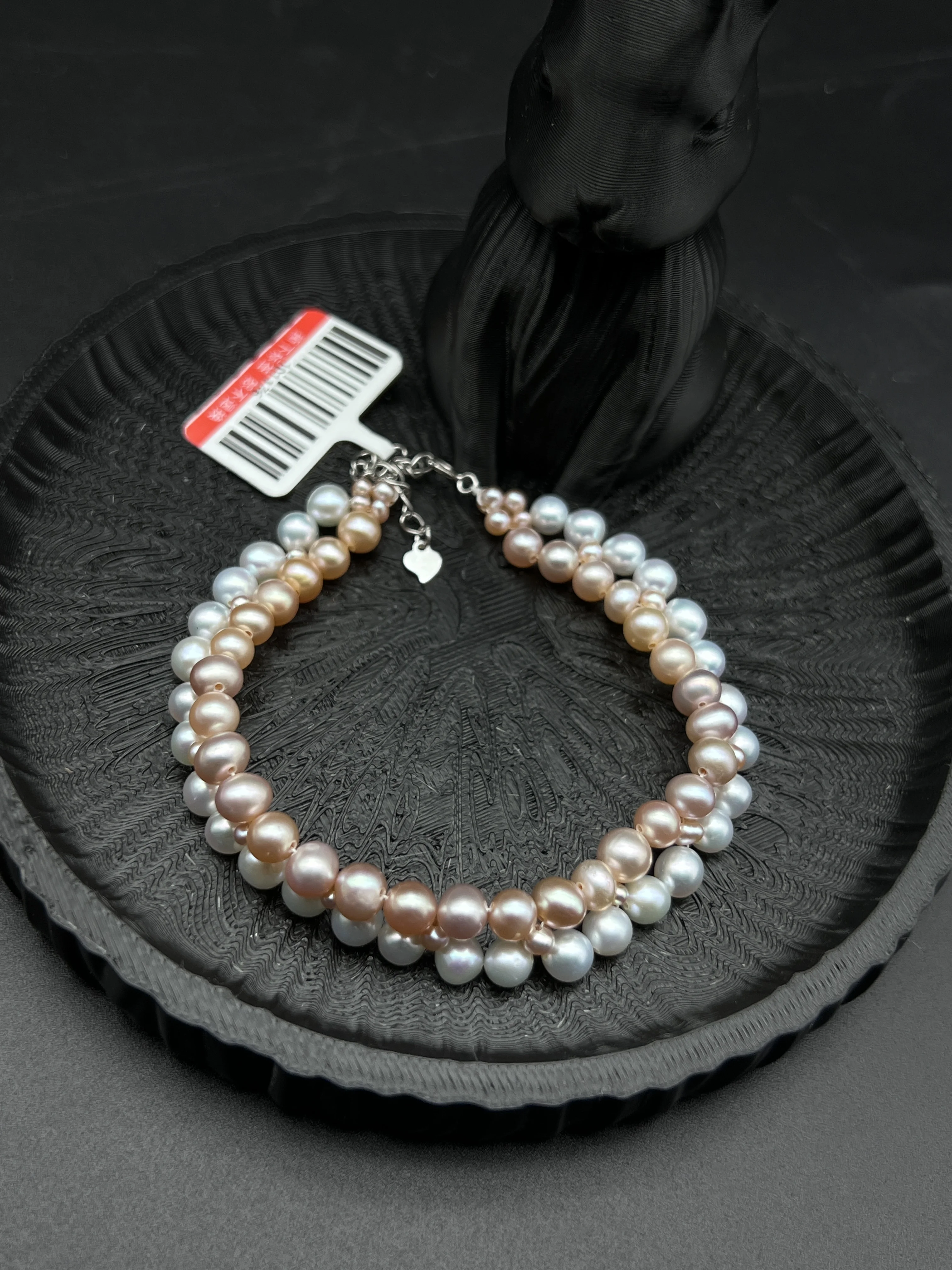 

Blush Pink & White Freshwater Pearl Bracelet Delicate Romantic Style