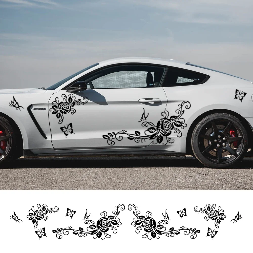 

Universal Car Door Side Trim Stickers Graphics Butterfly Flower Vine Vinyl Film Decals Decoration Auto SUV Tuning Accessories