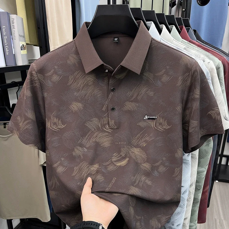 Herren-Poloshirts mit Federdruck, Kurzarm, Klassisch-Lässige Oberteile, Weiche, Bequeme und Atmungsaktive Hemden