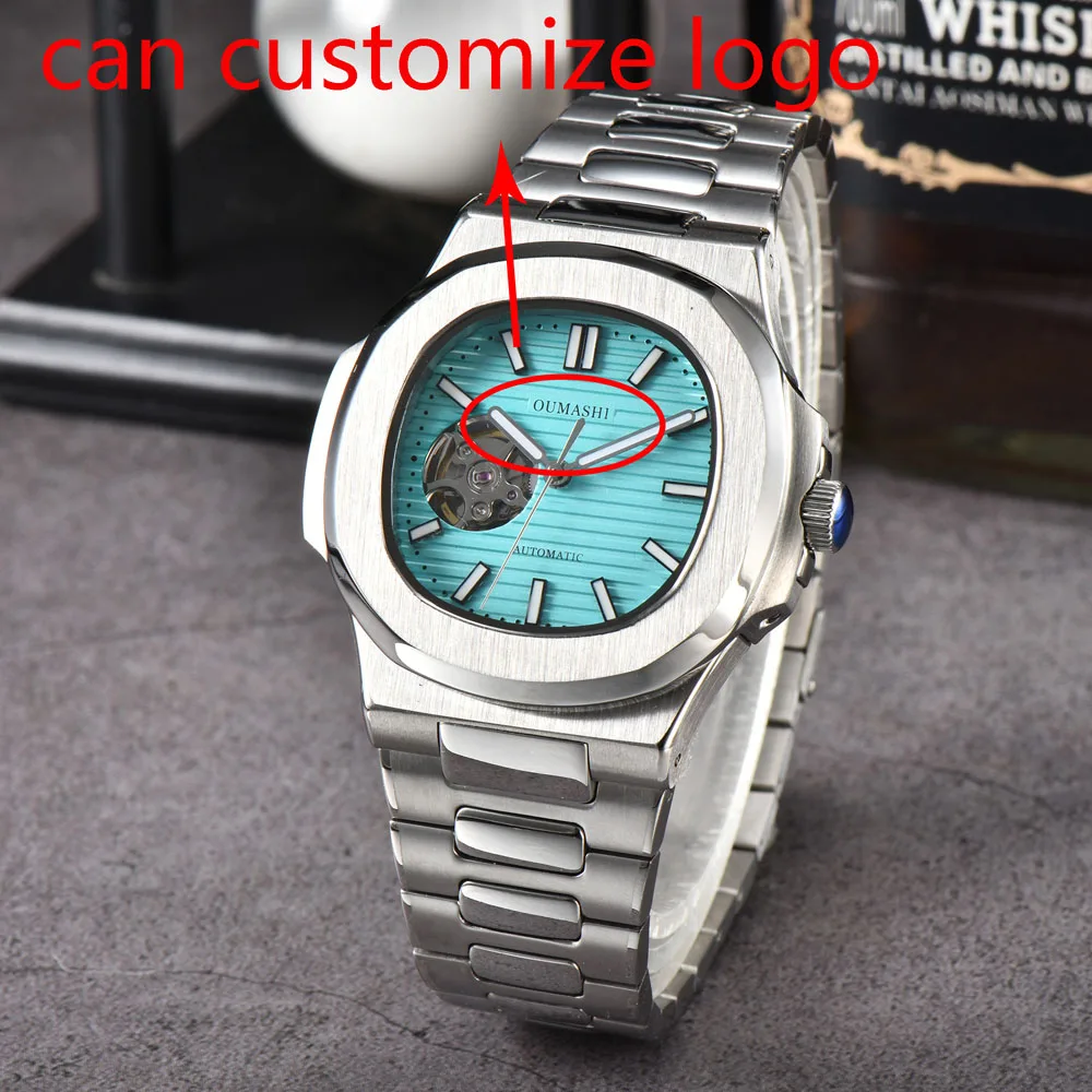 นาฬิกาผู้ชายขนาด 43 มม. รุ่น NH38 Nautilusian พร้อมกลไกอัตโนมัติจากญี่ปุ่น NH38 ตัวเรือนคริสตัลแซฟไฟร์ รุ่น 7010/1G-01 3800/1A-01  รับสั่งทำโลโก้