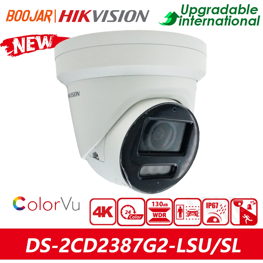 Hikvision Original DS-2CD2387G2-LSU/SL 8 MP ColorVu Strobe Light and Audible Warning Fixed Turret Network Camera 24/7 Colorful