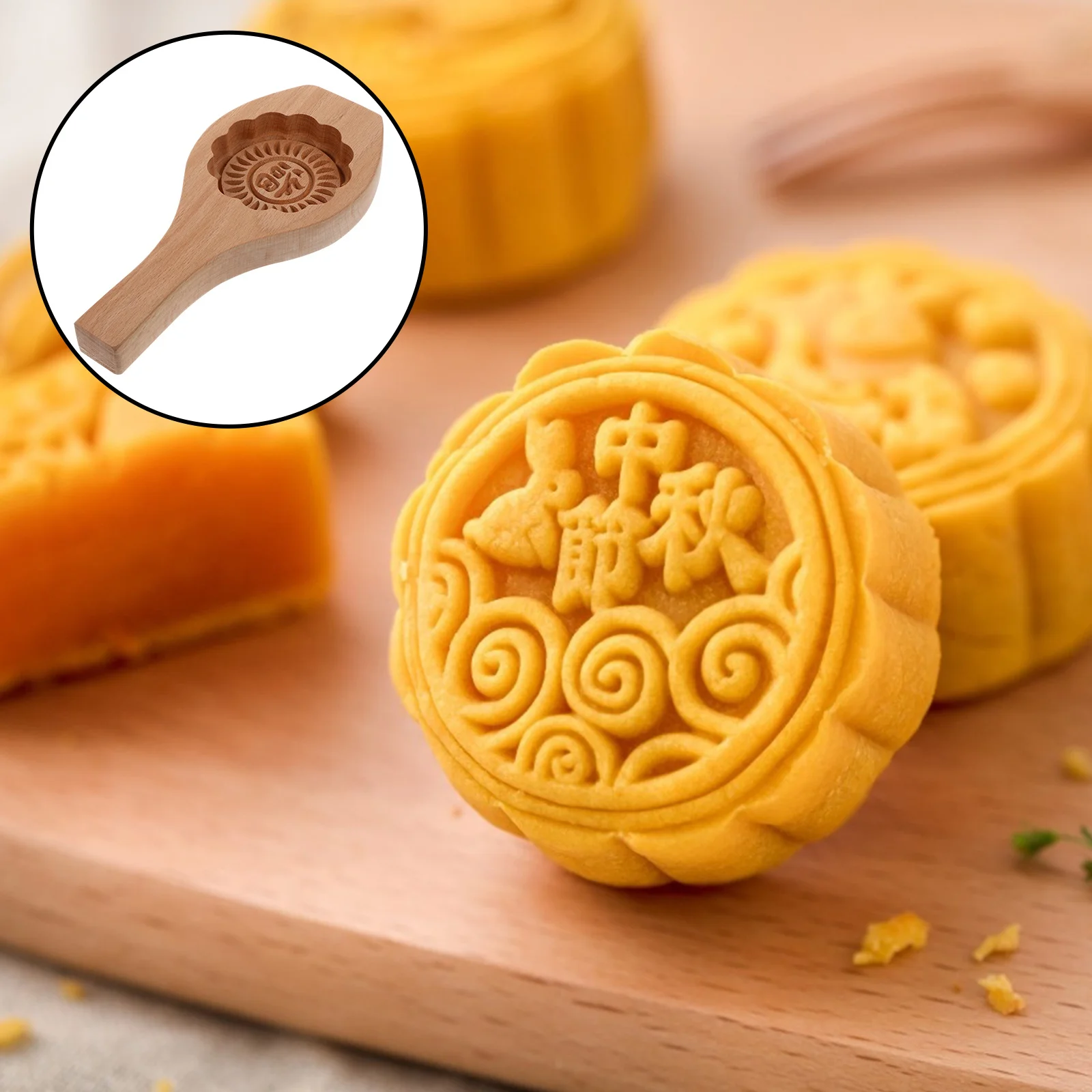 

1pc Wooden Moon Cake Mould Baking Tools Handmade Green Bean Cake Making Mold Kitchen Utensil Flower Decoration Supplies