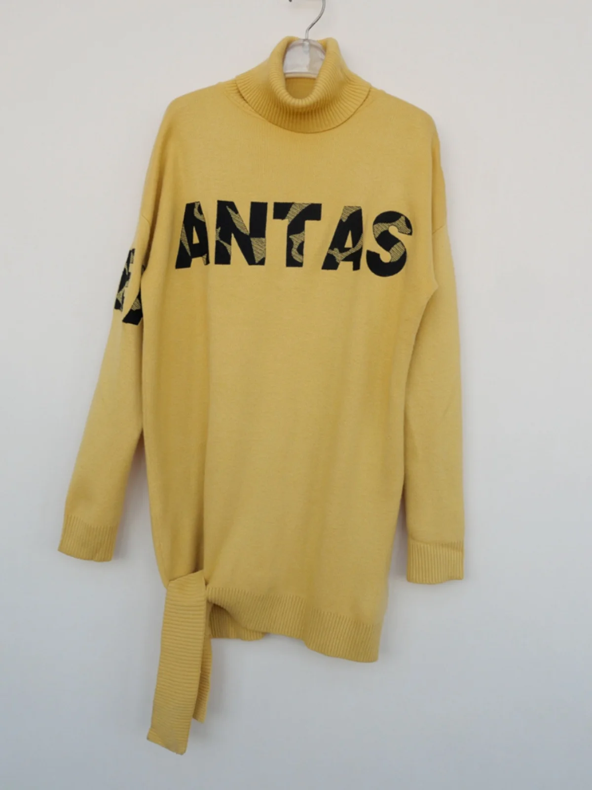 

Women's Autumn Winter Loose High Collar Long Sve Sweater Cover 4A8733 Mustard Yellow Comfortable Knitted Top