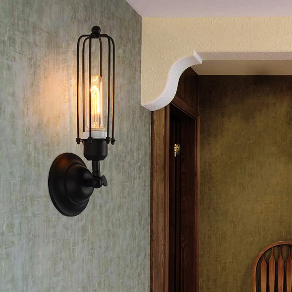 

Wrought Iron Wall Lamp Vintage Home Lighting Retro Bedroom Living Room Decorative Indoor Lamps Creative Light Fixtures
