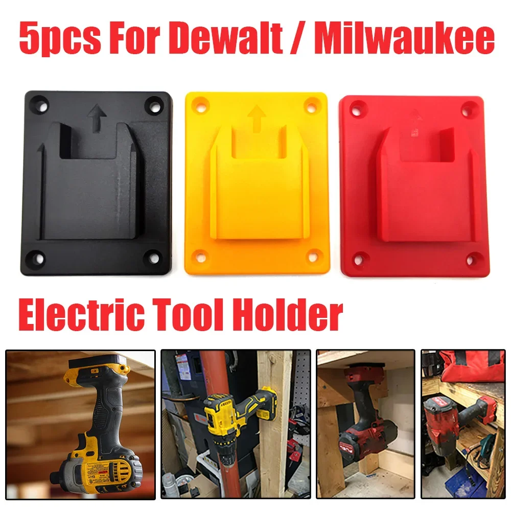 

5Packs Tool Mount Storage Bracket For Dewalt 14.4V/18V/20V For Milwaukee 18V Li-ion Battery Tool Drill Holder Slots Stand