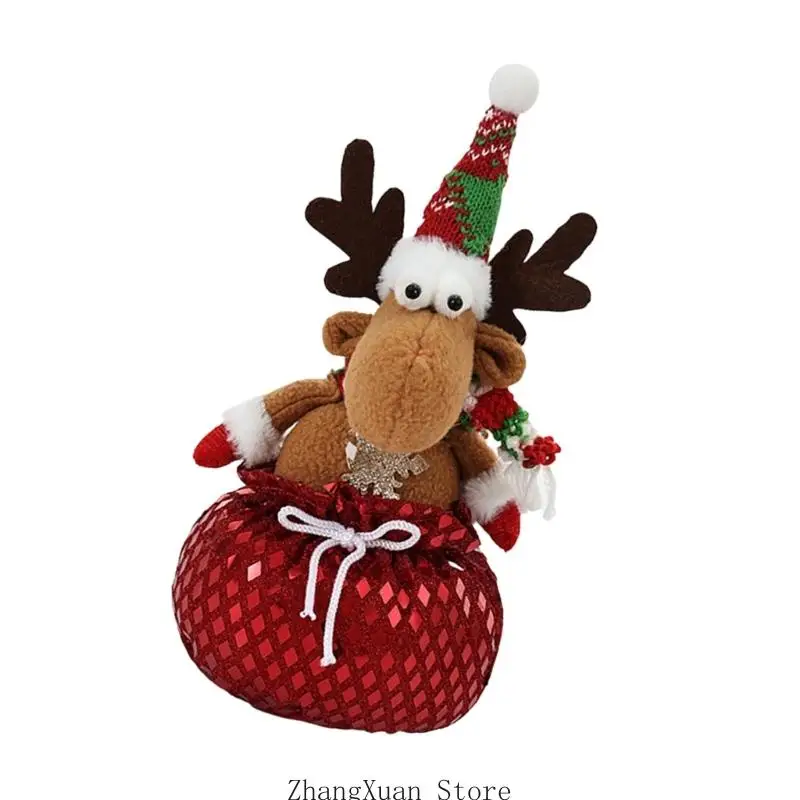 Home-Figurenstück mit gewebter spitzer Kappe und freistehender glitzernder Basis, weihnachtlicher Akzent für Innenschränke 3XUF – Detail 3