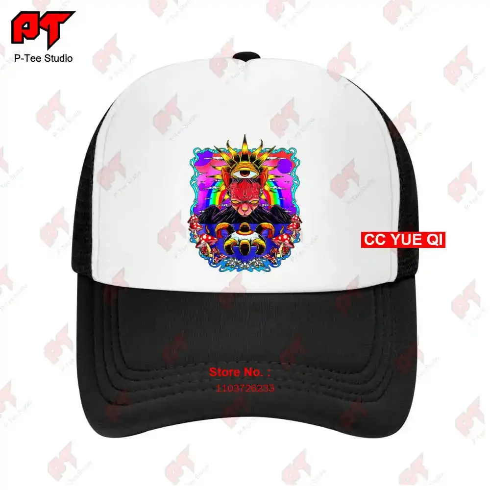 New Limited Psychedelic Sphynx Magic Mushroom Weirdcore Trippy Baseball Caps Truck Cap VRX5