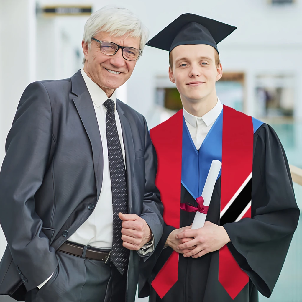 Graduation Sash trynidad i Tobago Flag szalik szal Stole szafirowy niebieski z flaga amerykańska kawaler suknia akcesoria wstążka 180*14