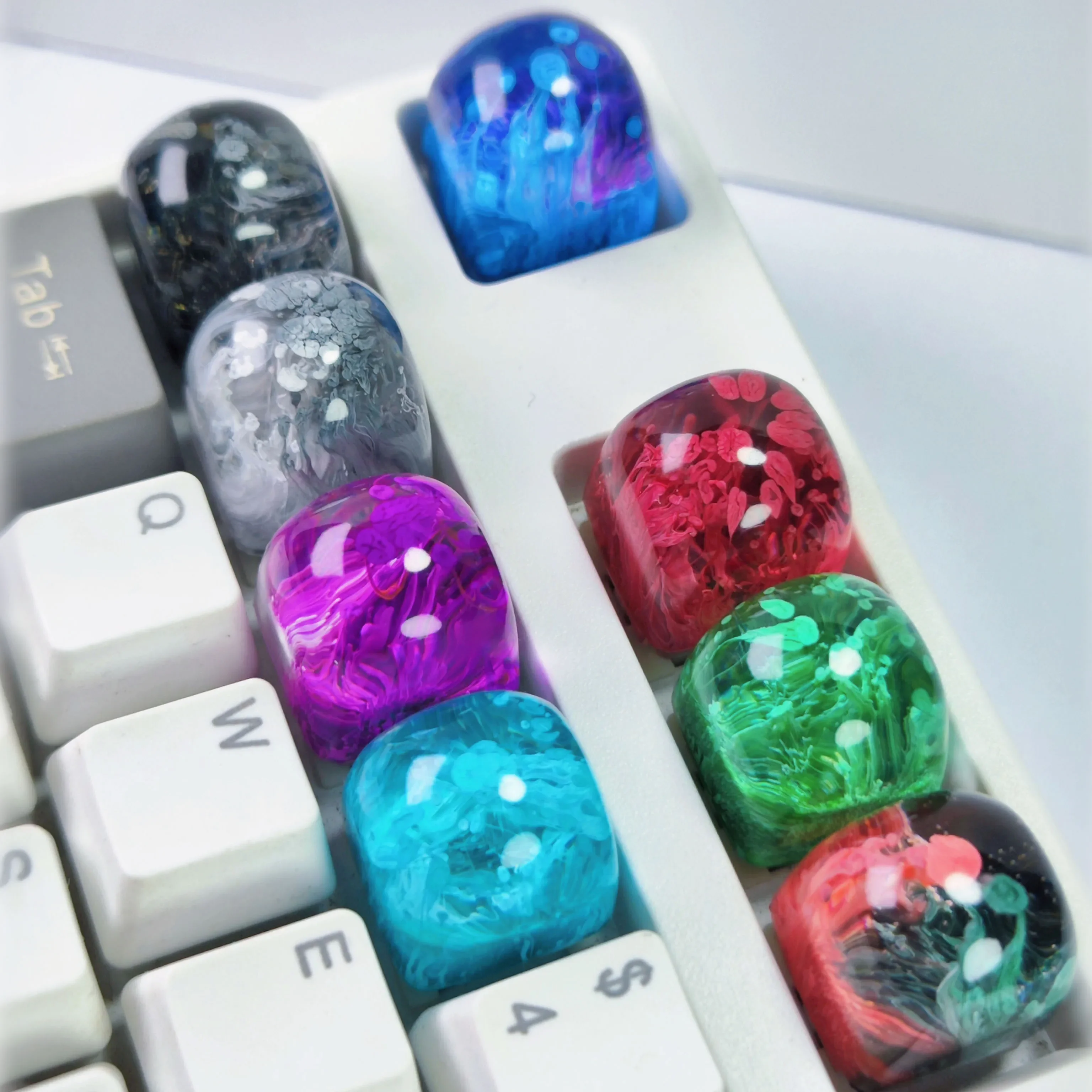 Onderzeese Wereld Diy Mechanisch Toetsenbord Gepersonaliseerd 1u Water Grasbal Hars Druppel Zelfklevende Keycap Mechanisch Toetsenbord