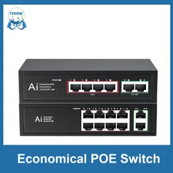 Terow POE Network Splitter, Ethernet Switch, 10 Portas, 6 Portas, 100Mbps, 802.3af, at para Câmera IP, Wireless AP Router WiFi