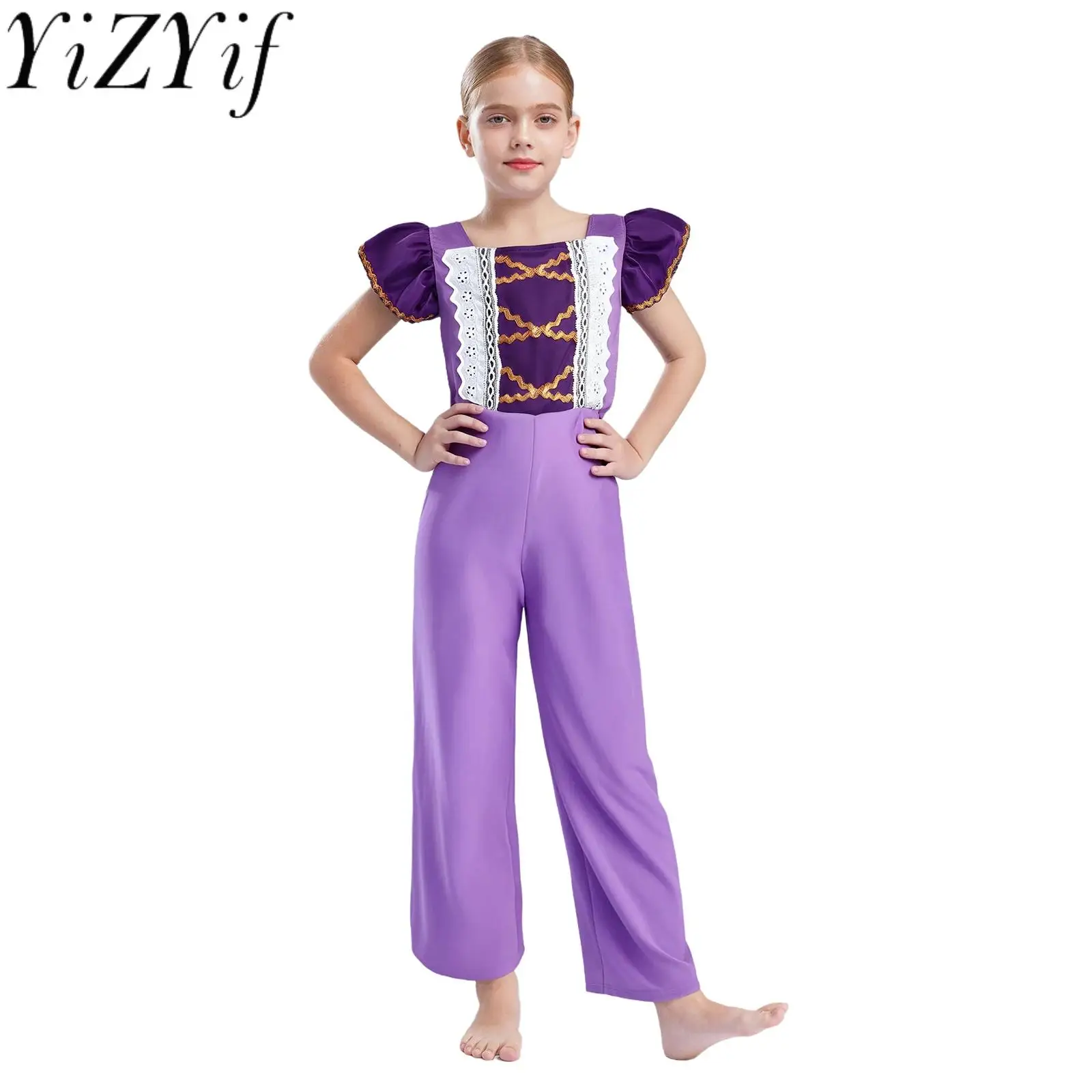 

Halloween Renaissance Princess Dress Up Costume Short Sleeve High Waist Bodysuit for Role Play Birthday Party Costume