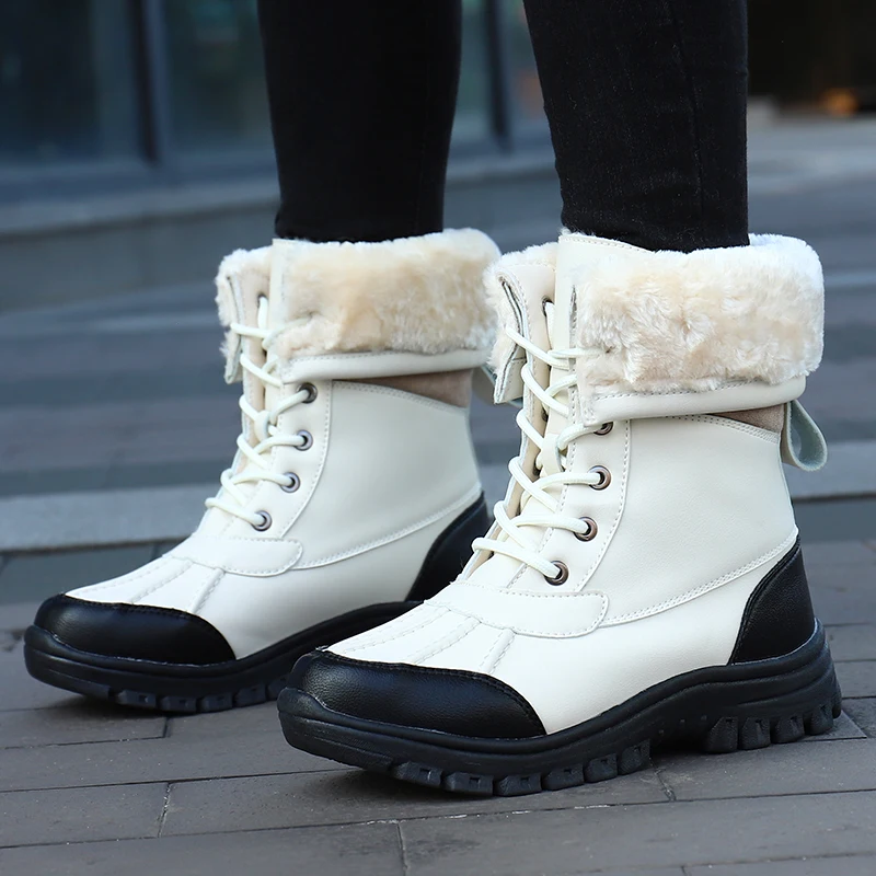 YISHEN Women\'s Snow Boots Rubber Boots Women Ducks Winter Warm Plush Lined Waterproof Platform Shoes High-barreled Botas Mujer