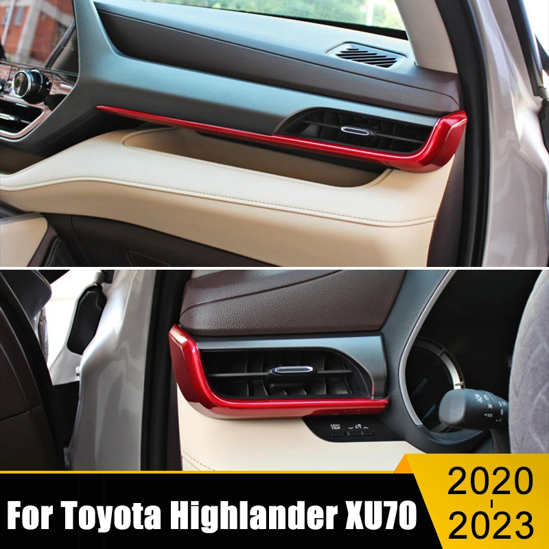 For Toyota Highlander XU70 2020 2021 2022 2023 Hybrid Car Center Console Air Condition AC Vent Outlet Panel Trim Cover Strips