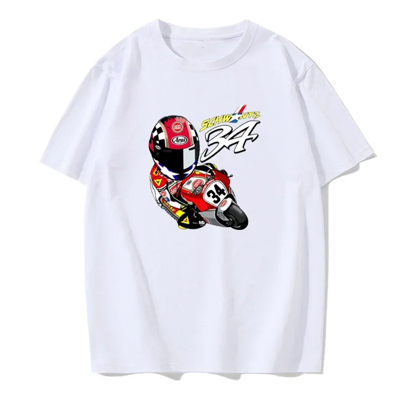 Summer Men\'s Short-sleeved GS Adventure Sports Casual Top Kevin Schwantz 34 1993 GP T-shirt New Men\'s Motorcycle Rider T-shirt