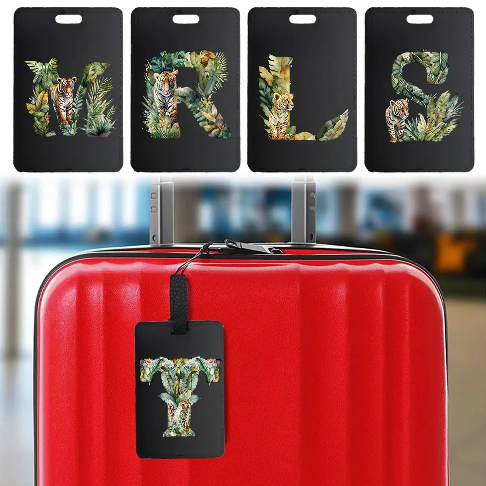 

Pu Luggage Tag Personalized Luggage Boarding Pass Fashion Travel Acces sories Holder ID Name Address Jungle Tiger Letter Pattern