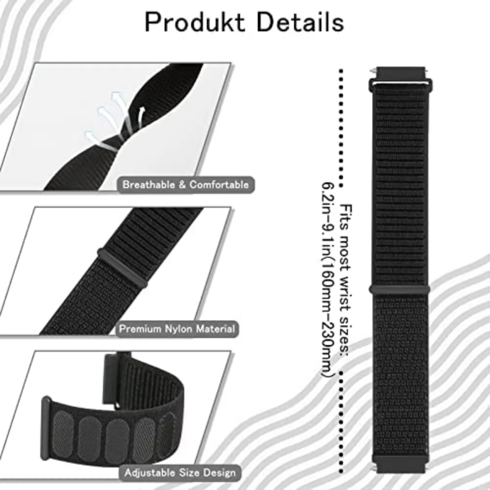 Cinturini per Samsung Galaxy Watch 3 4 classic 5 Pro Active 2/Gear S3 Nylon Loop Correa bracciale Huawei Watch GT 2 3 cinturino 22mm 20mm