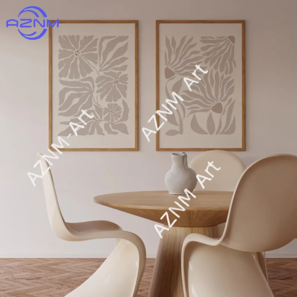 1/2Pcs Neutral Wall Art, Wildflower Canvas Prints, Beige Floral Art, Boho Flower Print, Abstract Minimalist Print, Home Decor