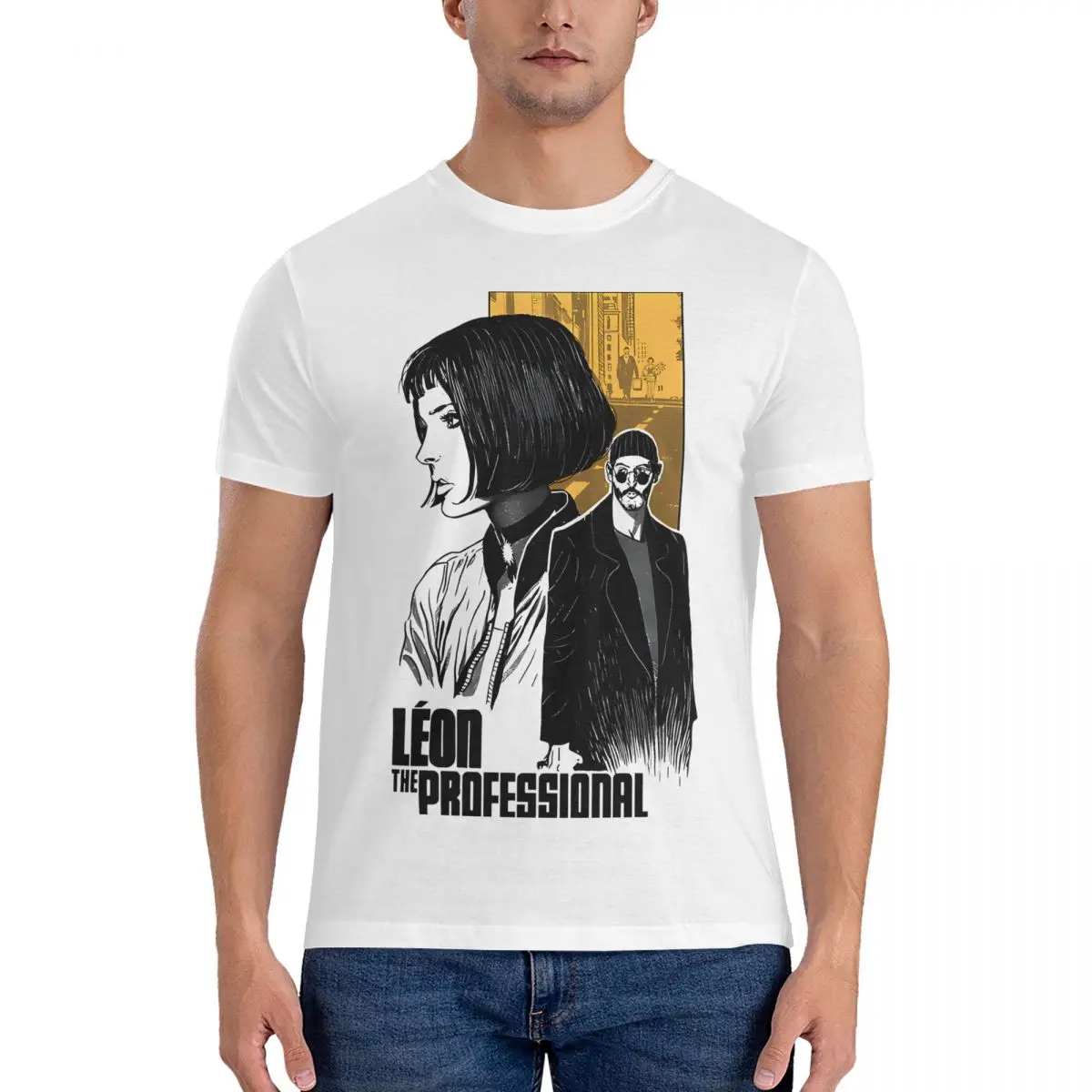 남성용 영화 티셔츠, 레온 더 프로페셔널 순면 상의, 크리에이티브 반팔 크루넥 티셔츠, 선물 아이디어 티셔츠