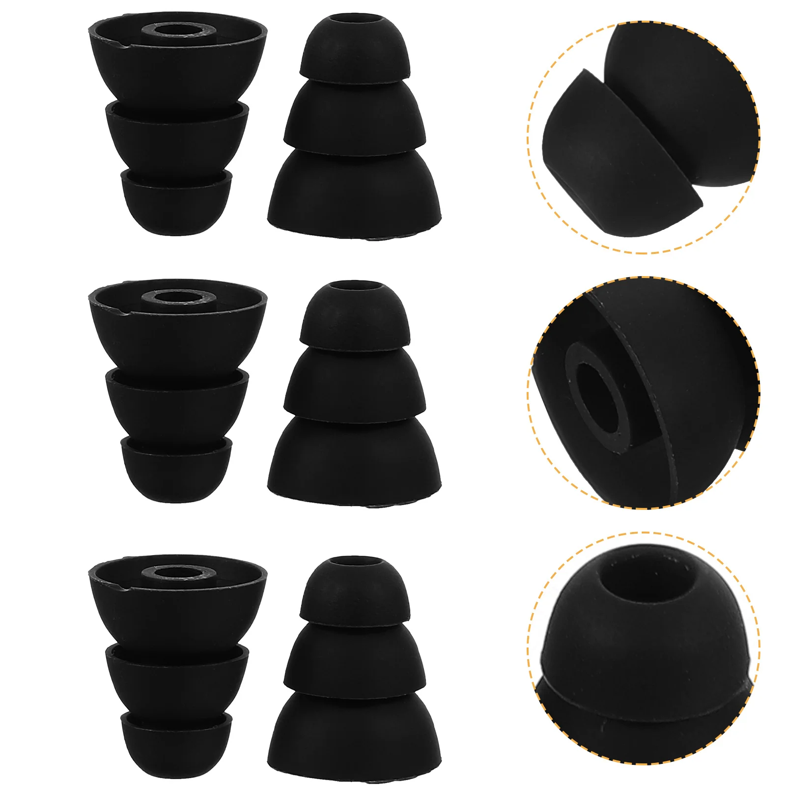 

Silicone Ear Tips 5 Pair Black Size Elastic In-Ear Earphone Covers Replacement For Mp3 Mp4 Cd Dvd Phone Sound