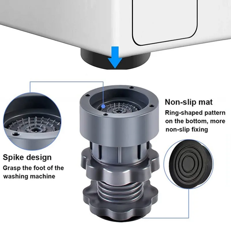 4Pcs Adjustable Height Washing Machine Foot Pads Anti Vibration Refrigerator Base Fixed Non-Slip Pad Support Dampers Stand