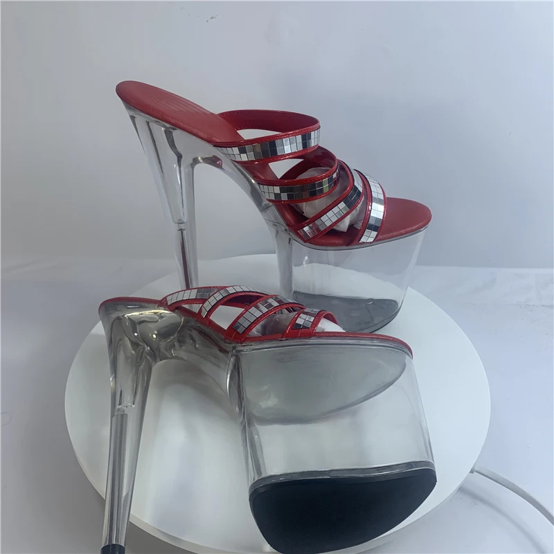 LAIJIANJINXIA-Pantoufles à Talons Hauts pour Femme, Chaussures de Pole Dance, Partie Supérieure en PU, Chaussures de ixSexy, 20cm, 8 pouces, E116, Nouveau