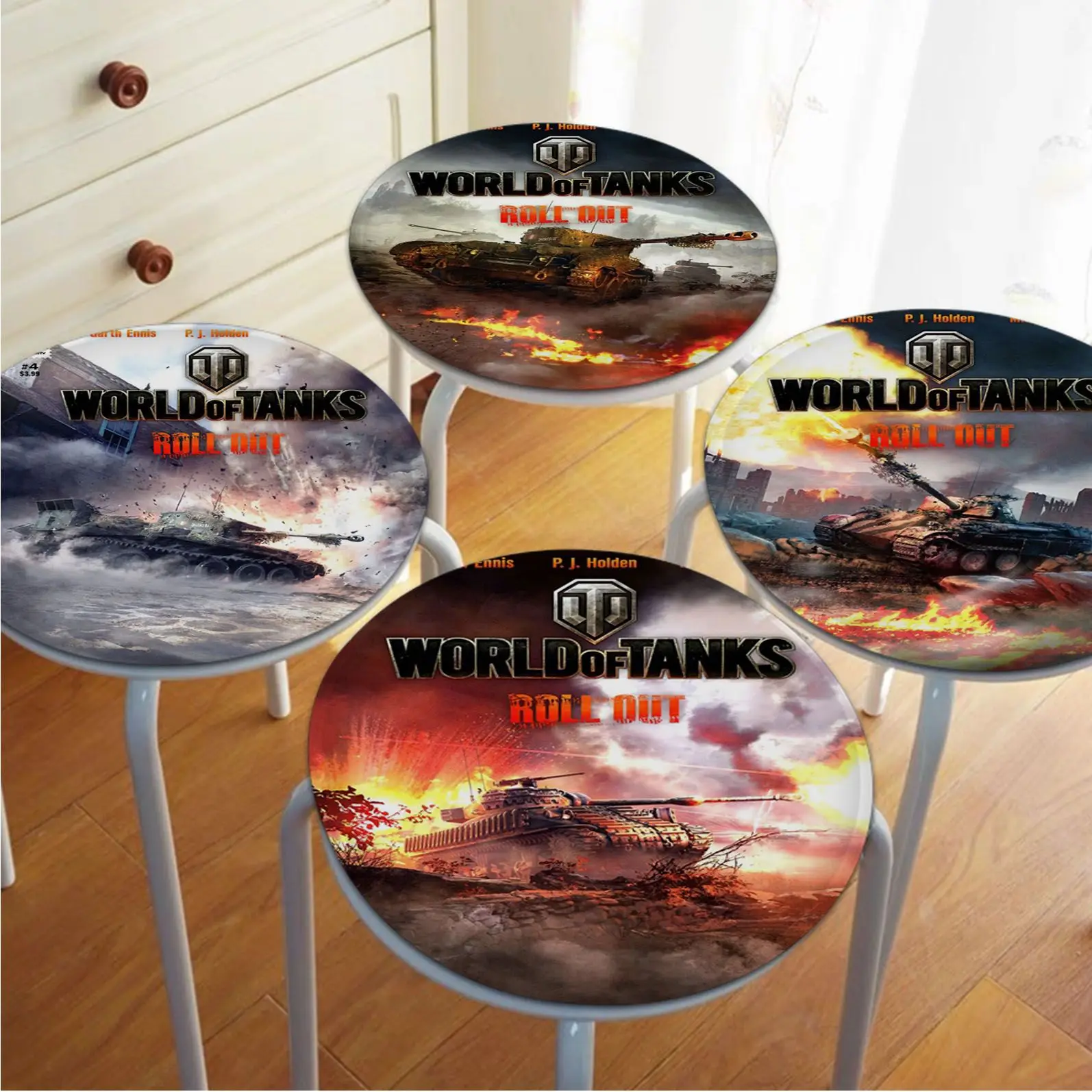 

World Of Tanks Game European Dining Chair Cushion Circular Decoration Seat For Office Desk Outdoor Garden Cushions