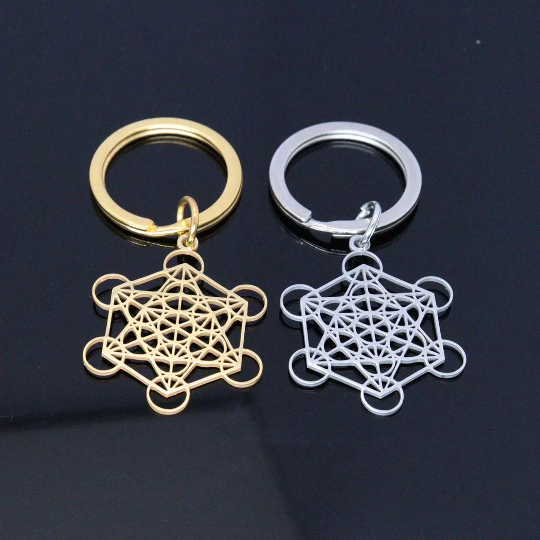 2024 New fashion Metatron pendant stainless steel keychain pendant temperament everything key chain pendant anniversary gift