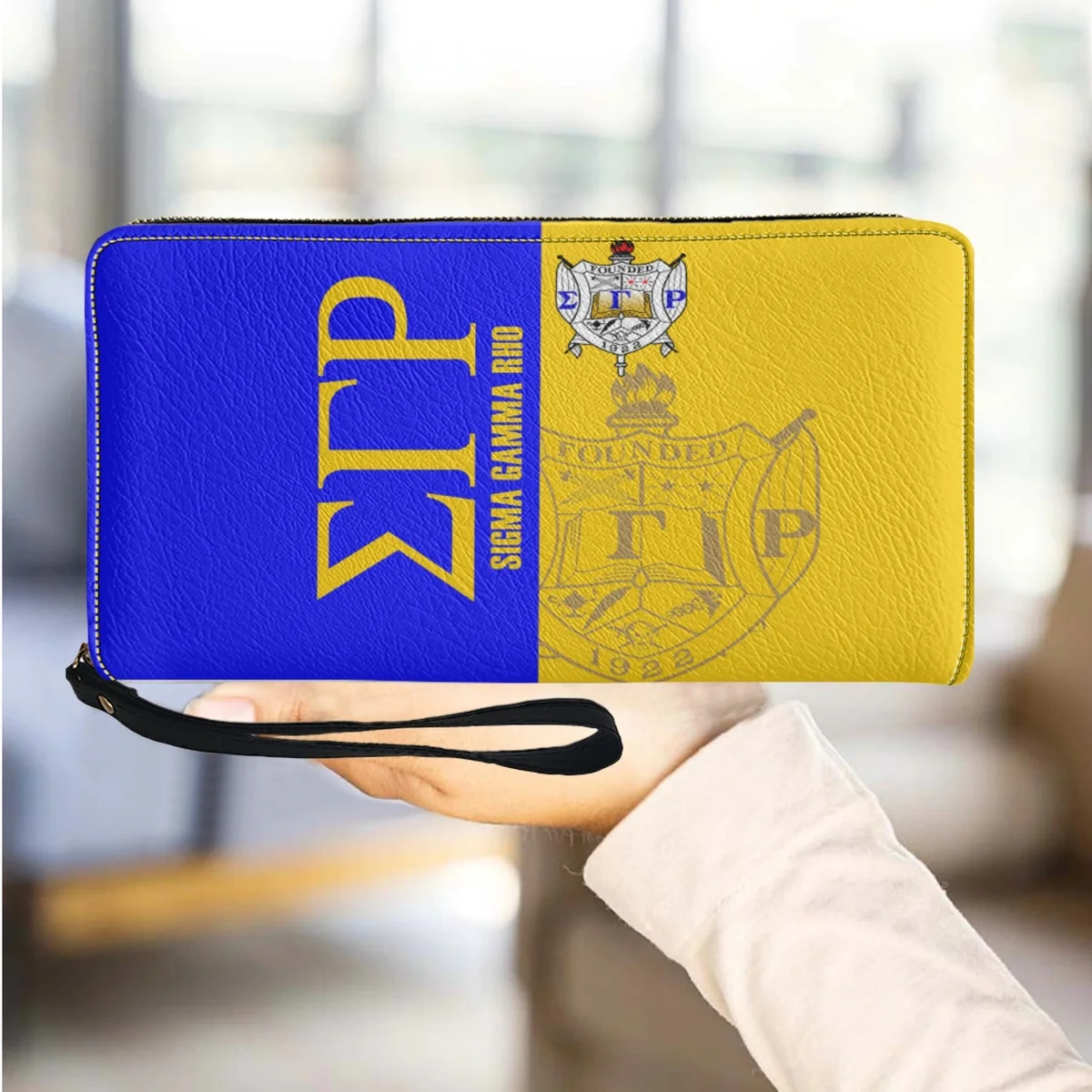 

Luxury Designer Sigma Gamma Rho Wallet Women's Casual PU Leather Wrist Wallet For Girls Portable Party Clutch Carteira Feminina